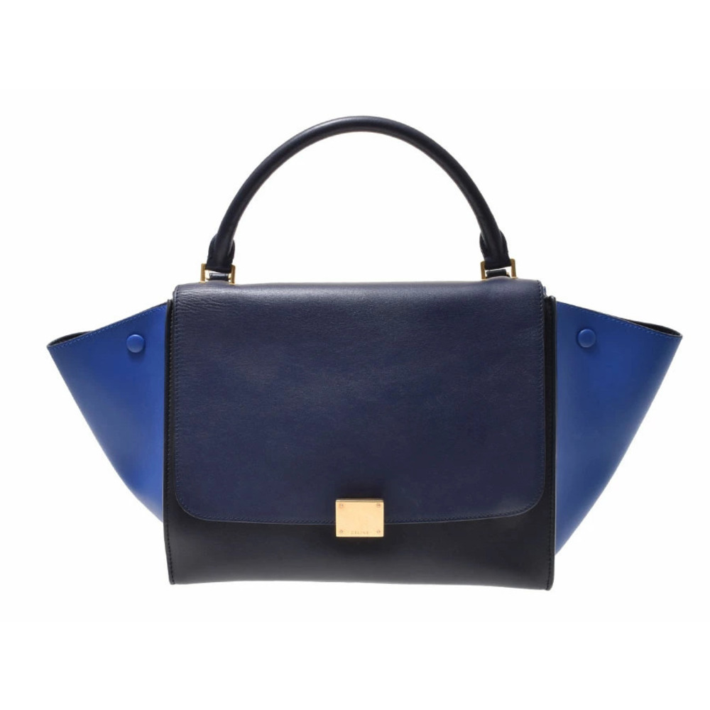 Celine Trapeze bag all leather tricolor Navy Blue black